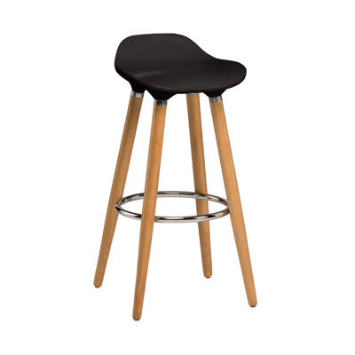 Orsina Black Abs Beech Wood Bar Stool, Easy To Clean Kitchen Bar Stool, Footrest Support Bar Stool - image 1