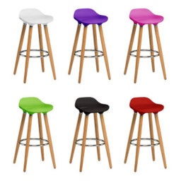 Orsina Black Abs Beech Wood Bar Stool, Easy To Clean Kitchen Bar Stool, Footrest Support Bar Stool - thumbnail 2