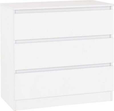 Seconique Malvern 3 Drawer Chest In White Recessed Handles - image 1