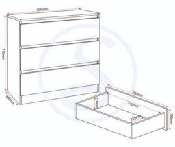 Seconique Malvern 3 Drawer Chest In White Recessed Handles - thumbnail 6