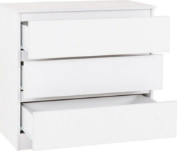 Seconique Malvern 3 Drawer Chest In White Recessed Handles - thumbnail 2