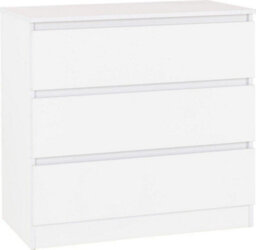 Seconique Malvern 3 Drawer Chest In White Recessed Handles