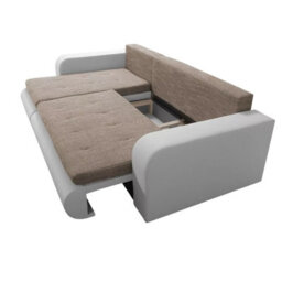 Brooklyn Lshaped Corner Sofa Bed With Storage Reversible Side Pull Out Sleep Function White And Black - thumbnail 5