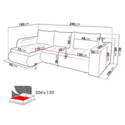 Brooklyn Lshaped Corner Sofa Bed With Storage Reversible Side Pull Out Sleep Function White And Black - thumbnail 6