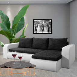 Brooklyn Lshaped Corner Sofa Bed With Storage Reversible Side Pull Out Sleep Function White And Black