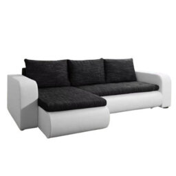 Brooklyn Lshaped Corner Sofa Bed With Storage Reversible Side Pull Out Sleep Function White And Black - thumbnail 3