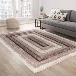 Modern Soft Bordered Shimmer Shaggy Area Rugs Bronze 200X290 Cm - thumbnail 1