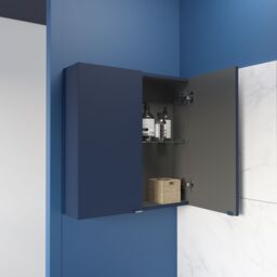 GoodHome Imandra Matt Blue Bathroom Double Wall Cabinet (H)60Cm (W)60Cm - thumbnail 4