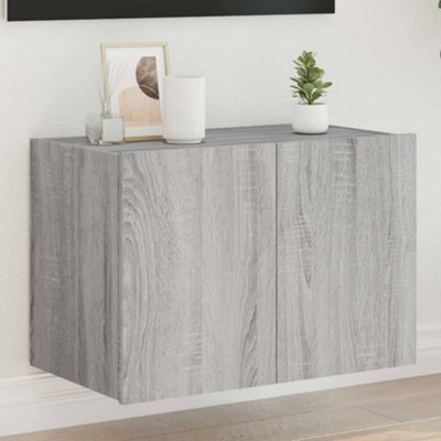 Berkfield Tv Wall Cabinet With Led Lights Grey Sonoma 60X35X41 Cm - image 1