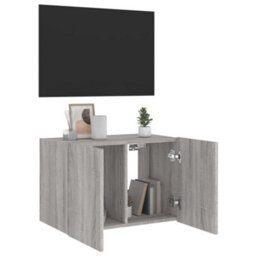 Berkfield Tv Wall Cabinet With Led Lights Grey Sonoma 60X35X41 Cm - thumbnail 6