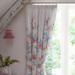 Dreams & Drapes Amelle Blue Floral Print Pair Of Pencil Pleat Curtains With Tie-Backs - thumbnail 4