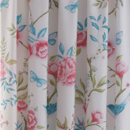 Dreams & Drapes Amelle Blue Floral Print Pair Of Pencil Pleat Curtains With Tie-Backs - thumbnail 3
