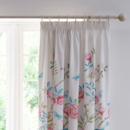 Dreams & Drapes Amelle Blue Floral Print Pair Of Pencil Pleat Curtains With Tie-Backs - thumbnail 2