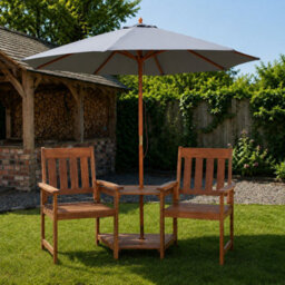 Samuel Alexander Rydal 2 Seater Wooden Love Seat & 2.7M Grey Parasol Set - thumbnail 1