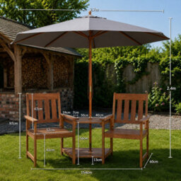 Samuel Alexander Rydal 2 Seater Wooden Love Seat & 2.7M Grey Parasol Set - thumbnail 2