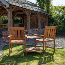 Samuel Alexander Rydal 2 Seater Wooden Love Seat & 2.7M Grey Parasol Set - thumbnail 4