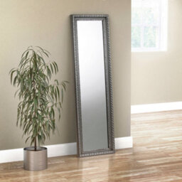 Julian Bowen Allegro Pewter Dress Mirror, Wood Frame, Rectangular, Full Length, Freestanding, 128 X 38 X 3.5Cm