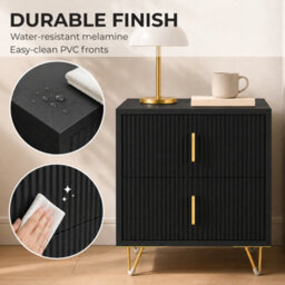 Homcom Bedside Table, Modern Nightstand With Hairpin Legs, Black - thumbnail 6