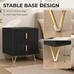 Homcom Bedside Table, Modern Nightstand With Hairpin Legs, Black - thumbnail 7