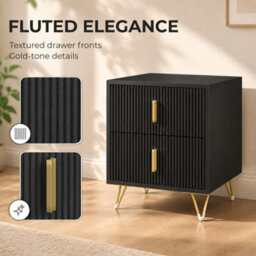 Homcom Bedside Table, Modern Nightstand With Hairpin Legs, Black - thumbnail 4