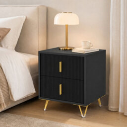 Homcom Bedside Table, Modern Nightstand With Hairpin Legs, Black - thumbnail 2