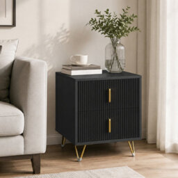 Homcom Bedside Table, Modern Nightstand With Hairpin Legs, Black - thumbnail 9