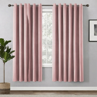 Bedlooms Blush Pink Linen Curtain 100% Blackout Thermal Insulated Eyelet Curtain (Pair) 66 X 54 Inches With Tie Back Two - image 1