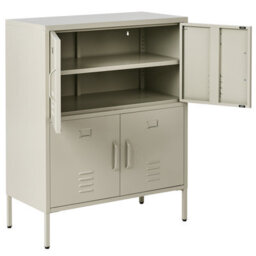 Wyld And Coco Four-Door Sideboard Cabinet In Light Beige For Home Office, Wall-Mount, 800 X 400 X 1010mm - thumbnail 5