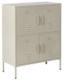 Wyld And Coco Four-Door Sideboard Cabinet In Light Beige For Home Office, Wall-Mount, 800 X 400 X 1010mm - thumbnail 3