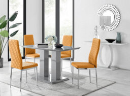 Furniturebox Uk Imperia 4 Modern Grey High Gloss Dining Table And 4 Mustard Modern Milan Chairs Set - thumbnail 1