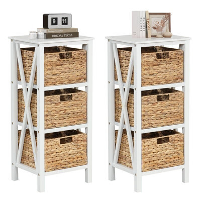 Costway Set Of 2 Nightstand 3-Tier Sofa Side Table X-Shaped 3-Drawer End Table - image 1