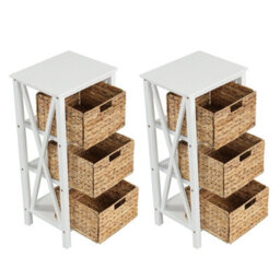 Costway Set Of 2 Nightstand 3-Tier Sofa Side Table X-Shaped 3-Drawer End Table - thumbnail 9