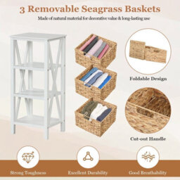 Costway Set Of 2 Nightstand 3-Tier Sofa Side Table X-Shaped 3-Drawer End Table - thumbnail 8