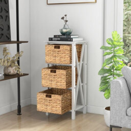 Costway Set Of 2 Nightstand 3-Tier Sofa Side Table X-Shaped 3-Drawer End Table - thumbnail 3