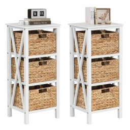 Costway Set Of 2 Nightstand 3-Tier Sofa Side Table X-Shaped 3-Drawer End Table - thumbnail 1