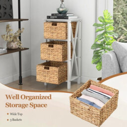 Costway Set Of 2 Nightstand 3-Tier Sofa Side Table X-Shaped 3-Drawer End Table - thumbnail 7