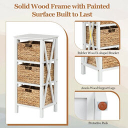 Costway Set Of 2 Nightstand 3-Tier Sofa Side Table X-Shaped 3-Drawer End Table - thumbnail 6