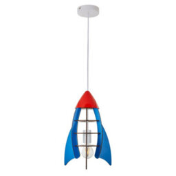 Litecraft Blue Rocket Glow Kids Ceiling Pendant - thumbnail 2