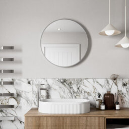 Affine 600 X 600mm Chrome Wall Mounted Bathroom Mirror Framed Round Design 4mm Glass - thumbnail 2