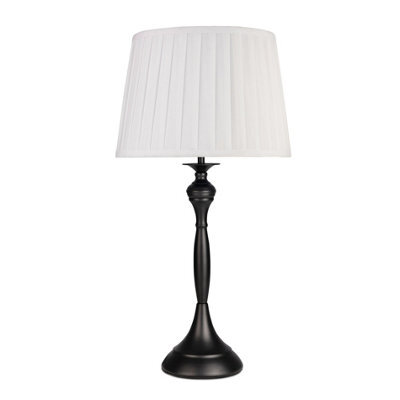 Lighting Supermarket Messini Large Black Elegant Candlestick Table Lamp With Ivory Pleated Shade - image 1