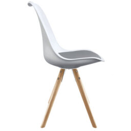 Fusion Living Soho White & Dark Grey Plastic Dining Chair With Pyramid Light Wood Legs - thumbnail 6