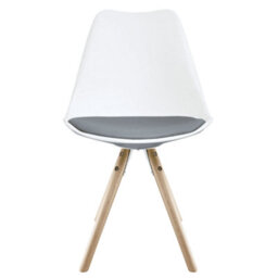 Fusion Living Soho White & Dark Grey Plastic Dining Chair With Pyramid Light Wood Legs - thumbnail 7
