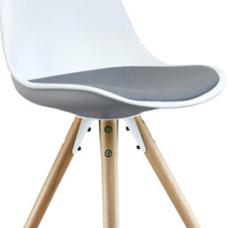 Fusion Living Soho White & Dark Grey Plastic Dining Chair With Pyramid Light Wood Legs - thumbnail 3