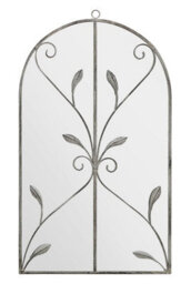 "Mirroroutlet - The Arcus - Concrete Colour Metal Frame Arched Garden Mirror 31"" X 18"" (80 X 46 Cm)" - thumbnail 3