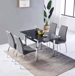 Furnizone UK Piccolo 4-Seater Extending Dining Table And 4 Modalux Grey Faux Leather Chairs - thumbnail 2