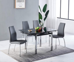 Furnizone UK Piccolo 4-Seater Extending Dining Table And 4 Modalux Grey Faux Leather Chairs - thumbnail 1