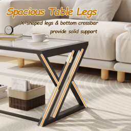 Huhote Modern Open Design Rectangular Glass Coffee Table With Black Metal Frame 39X19X18 In End Side Table Beside Table For Home - thumbnail 7