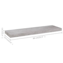 Vidaxl Floating Wall Shelf Concrete Grey 80X23.5X3.8 Cm Mdf - thumbnail 7