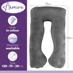 Aamira U Shaped Pregnancy Pillow  Grey, 135X75X20Cm Shredded Memory Foam Full Body Maternity Cushion For Sleeping - thumbnail 7