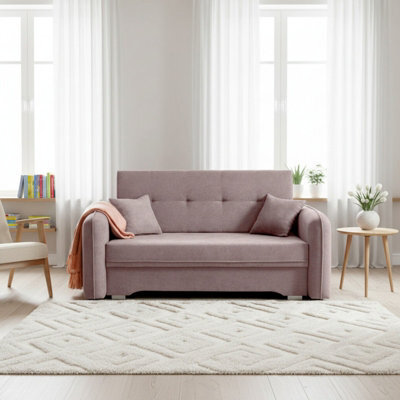 Amerykanka Laine 3 Pink Functional Sleeper Sofa With Storage And Stylish Cushions - image 1